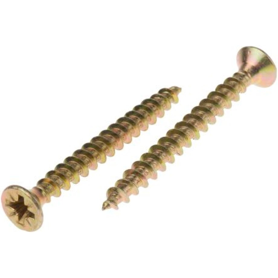 RS PRO Pozidriv Countersunk Steel Wood Screw, Yellow Passivated, Zinc Plated, 6mm Thread, 60mm Length