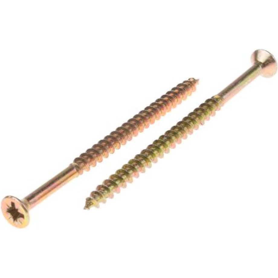 RS PRO Pozidriv Countersunk Steel Wood Screw, Yellow Passivated, Zinc Plated, 6mm Thread, 100mm Length