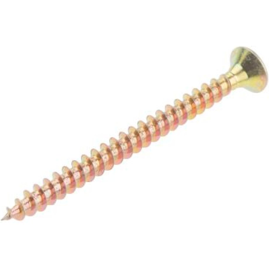RS PRO Pozidriv Countersunk Steel Wood Screw, Yellow Passivated, Zinc Plated, 4mm Thread, 50mm Length