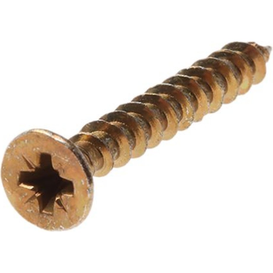 RS PRO Pozidriv Countersunk Steel Wood Screw, Yellow Passivated, Zinc Plated, 5mm Thread, 40mm Length